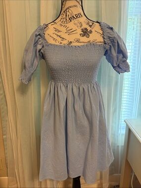 Hill House Light Blue Smocked Midi Dress